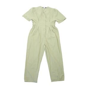 Ma Cherie Olive Green Button Front Jumpsuit Coverall Womens L